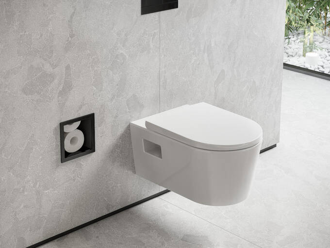 Hansgrohe XtraStoris Original Recessed Toilet Paper Holder with Storage  Tileable Door