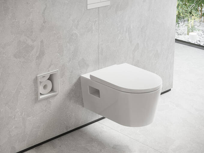 Hansgrohe XtraStoris Original Recessed Toilet Paper Holder with Storage  Tileable Door