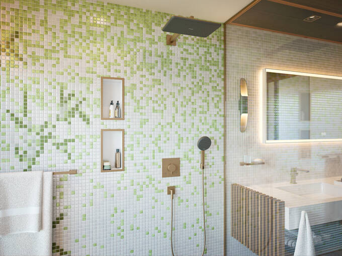 Hansgrohe XtraStoris Individual Wall Niche Matte White with Design Frame 12x 6x 4