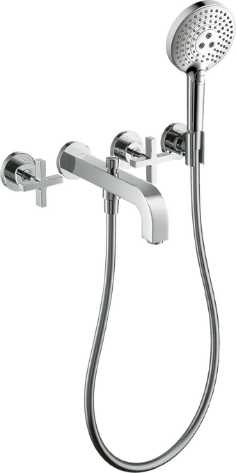 AXOR Citterio 3-Hole Wall-Mounted Tub Trim with Handshower Cross Handles