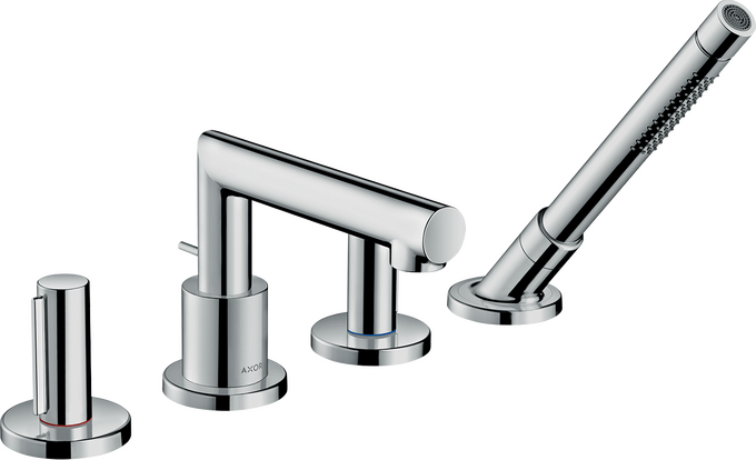 AXOR Uno 4-Hole Roman Tub Set Trim with Zero Handles and Handshower