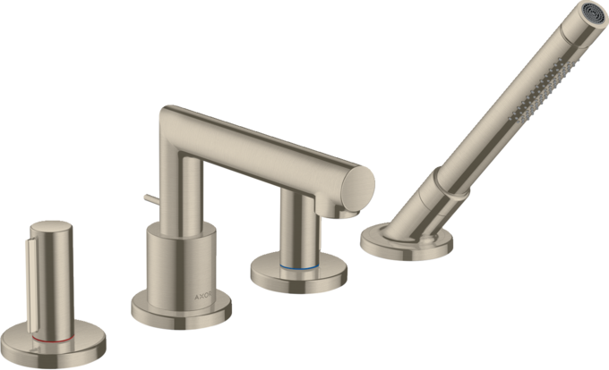 AXOR Uno 4-Hole Roman Tub Set Trim with Zero Handles and Handshower
