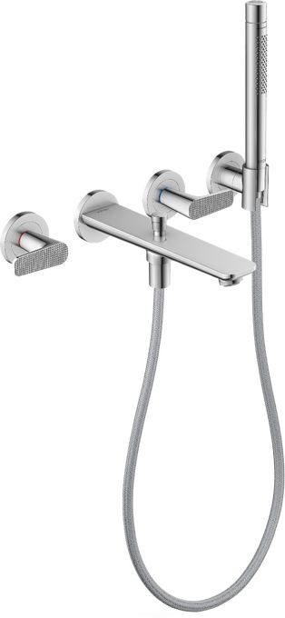 AXOR Citterio C 3-Hole Wall-Mounted Tub Filler with Handshower and Holder Cubic Cut