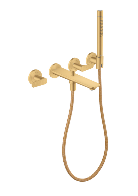 AXOR Citterio C 3-Hole Wall-Mounted Tub Filler with Handshower and Holder Cubic Cut