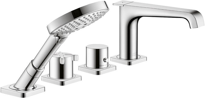 AXOR Citterio E 4-Hole Thermostatic Roman Tub Set Trim with Handshower