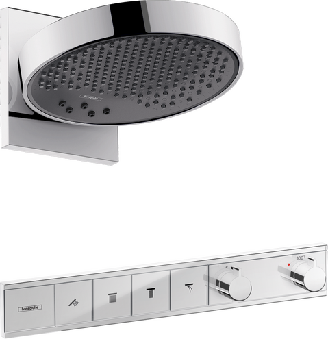Hansgrohe Rainfinity Showerhead 250 3-Jet 2.5 GPM with RainSelect Thermostatic Trim for 4 Functions