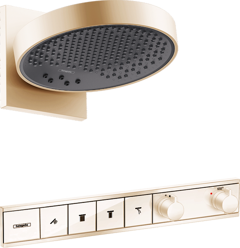 Hansgrohe Rainfinity Showerhead 250 3-Jet 2.5 GPM with RainSelect Thermostatic Trim for 4 Functions