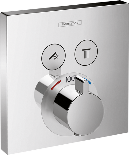 Hansgrohe ShowerSelect Thermostatic Trim for 2 Functions Square