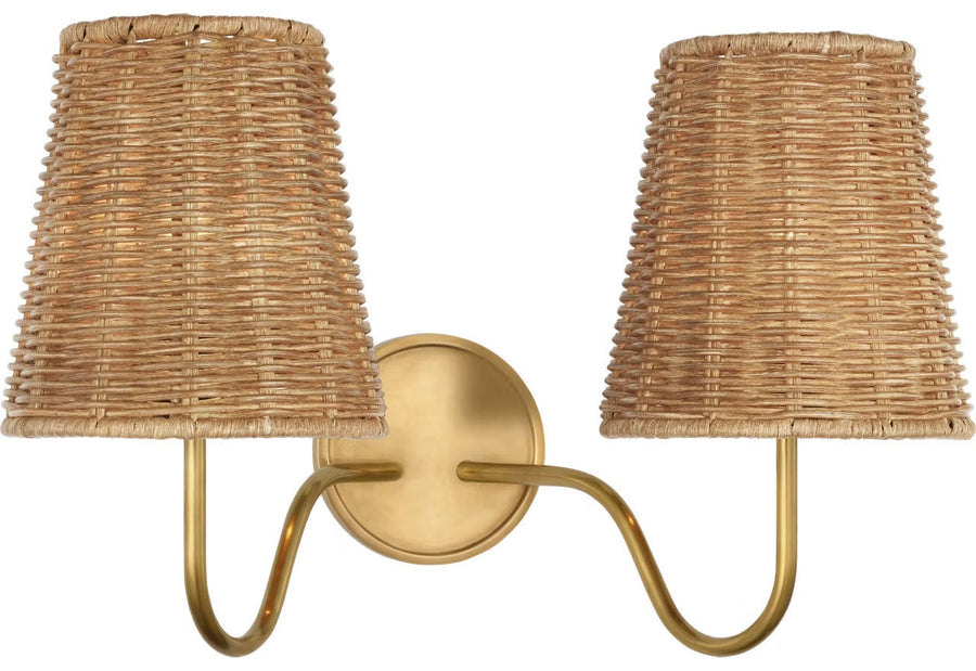 Visual Comfort Signature Lyndsie Double Wall Sconce in Hand-Rubbed Antique Brass