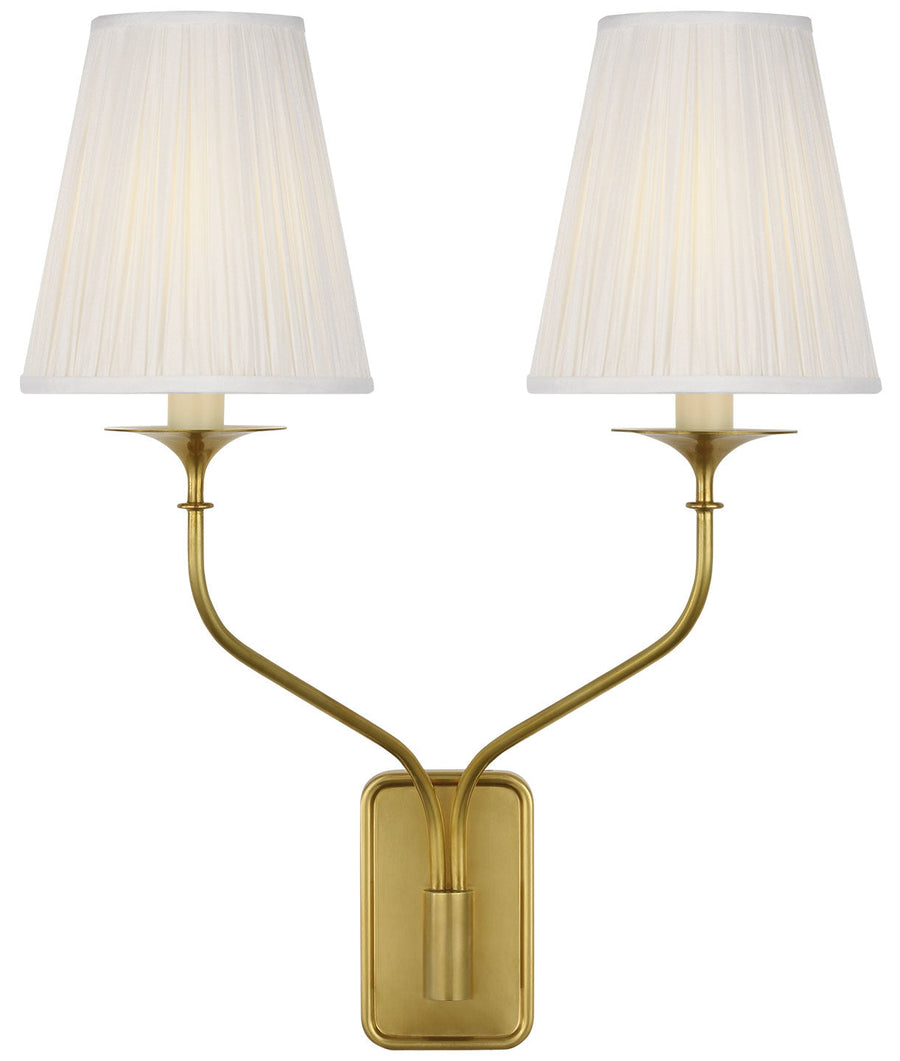 Visual Comfort Signature Knox Double Wall Sconce in Hand-Rubbed Antique Brass