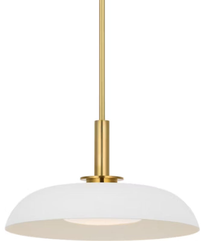 Visual Comfort Signature Cyrus Pendant in Hand-Rubbed Antique Brass and Matte White