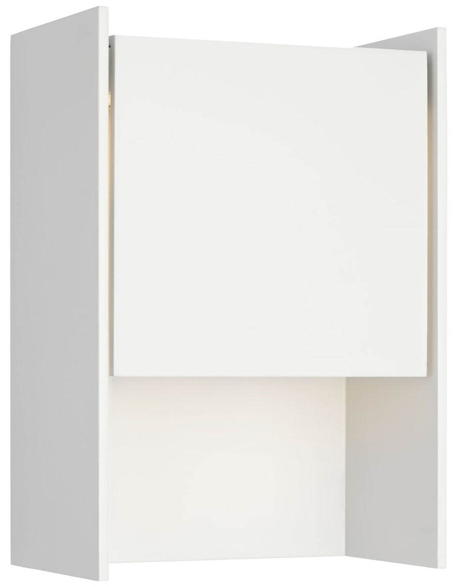 Visual Comfort Signature Align Shielded Outdoor Wall Light in Plaster White