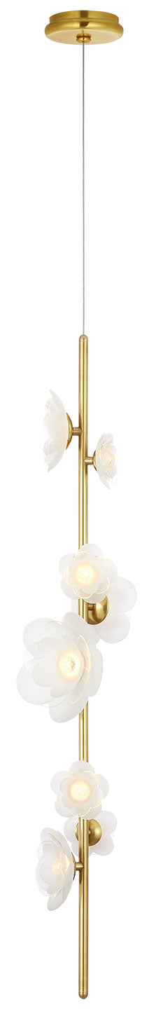 Visual Comfort Signature Petaluma Vertical Pendant in Soft Lacquered Brass