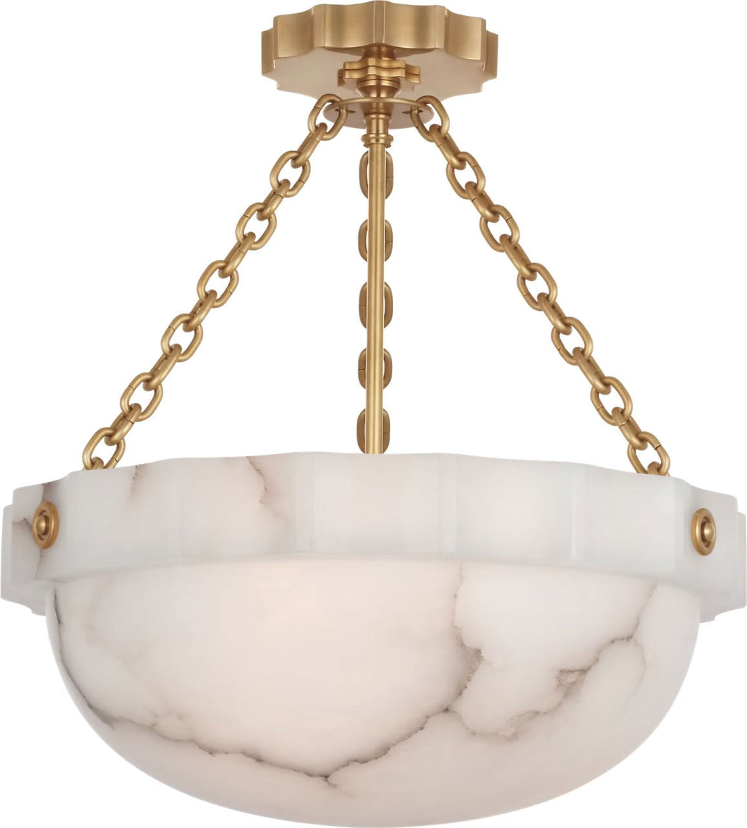 Visual Comfort Signature Fluted Band Semi Flush Ceiling Light in Alabaster