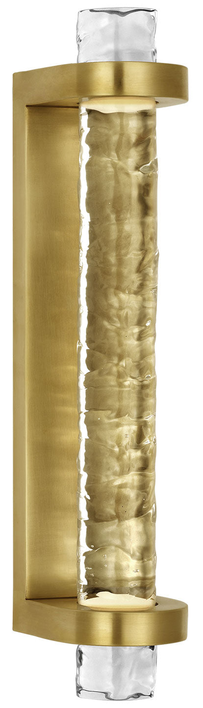 Visual Comfort Signature Theron Wall Sconce in Soft Brass and Clear Wavy Glass