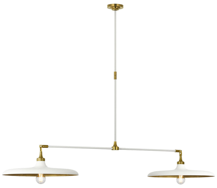 Visual Comfort Signature Piatto Linear Pendant in Hand-Rubbed Antique Brass