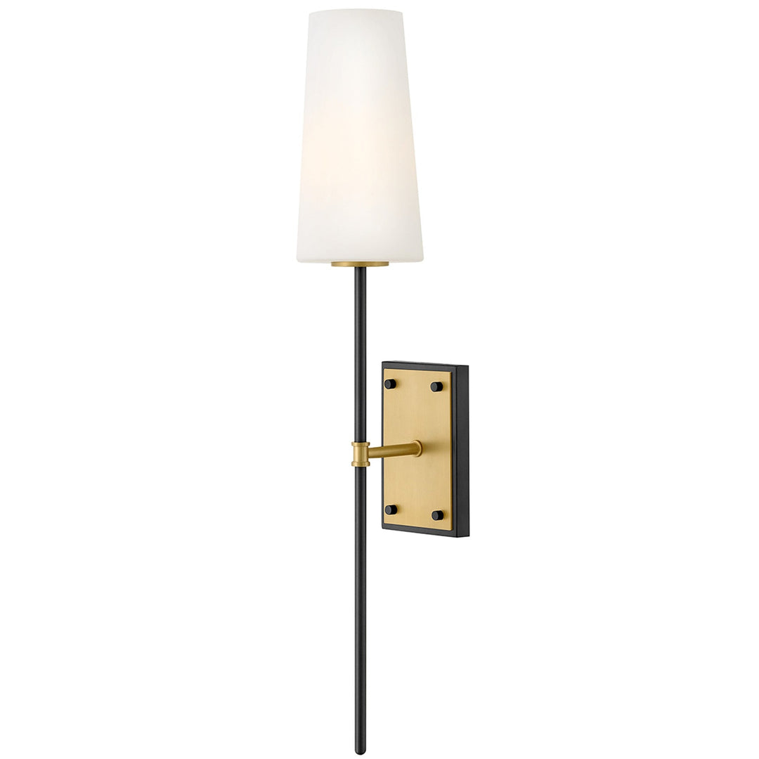 Hinkley Saunders Slim Wall Sconce in Lacquered Brass / Black