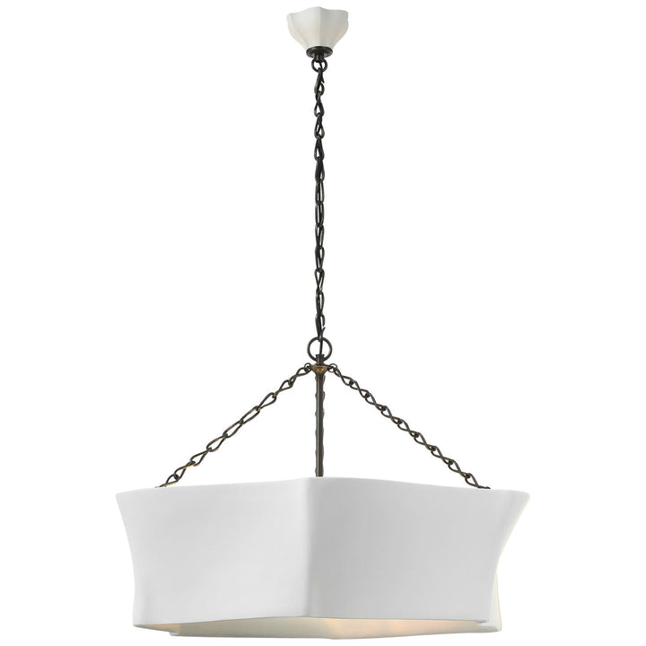Visual Comfort Signature Ayers Sculptural Chandelier in Bronze and Plaster White