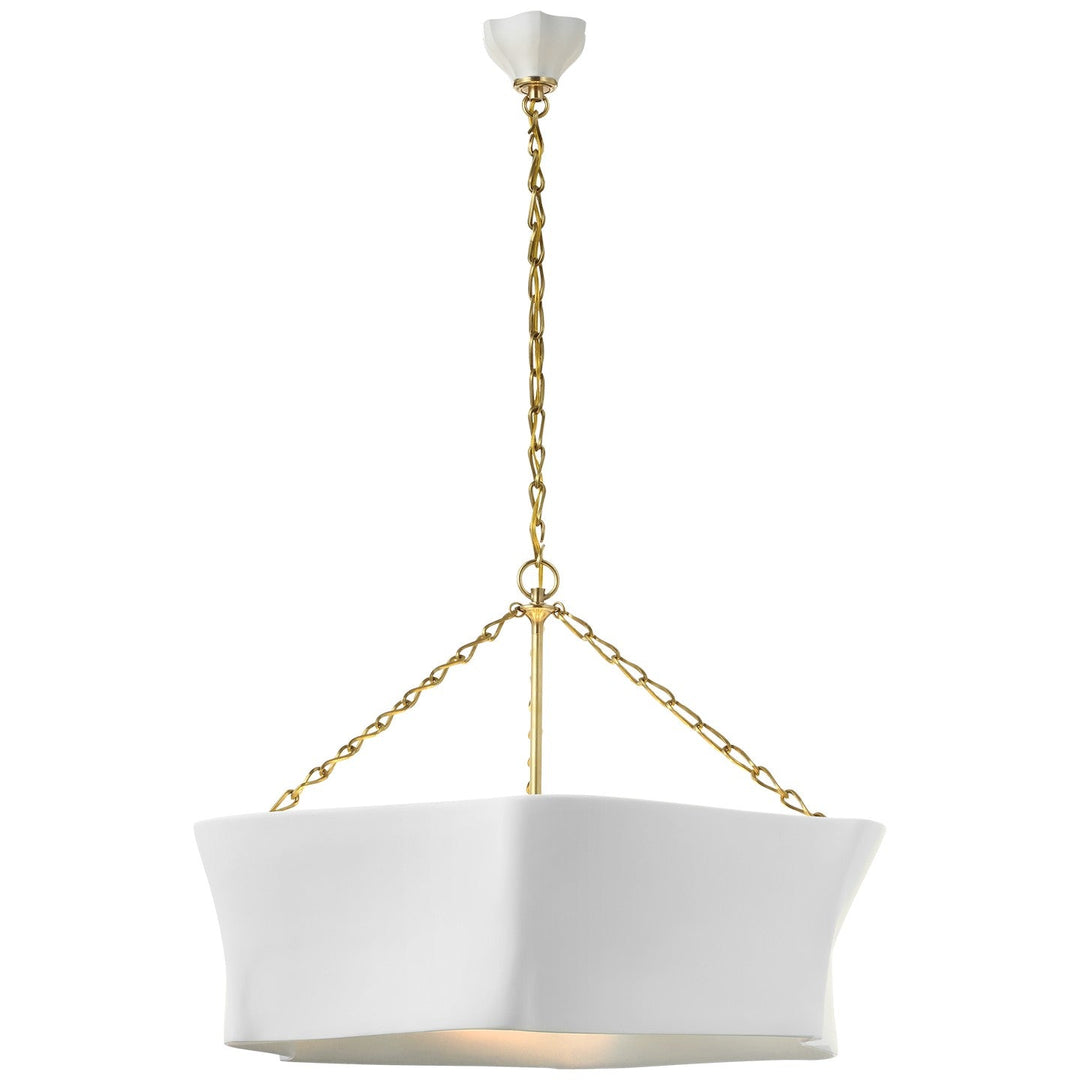 Visual Comfort Signature Ayers Sculptural Chandelier in Hand-Rubbed Antique Brass and Plaster White