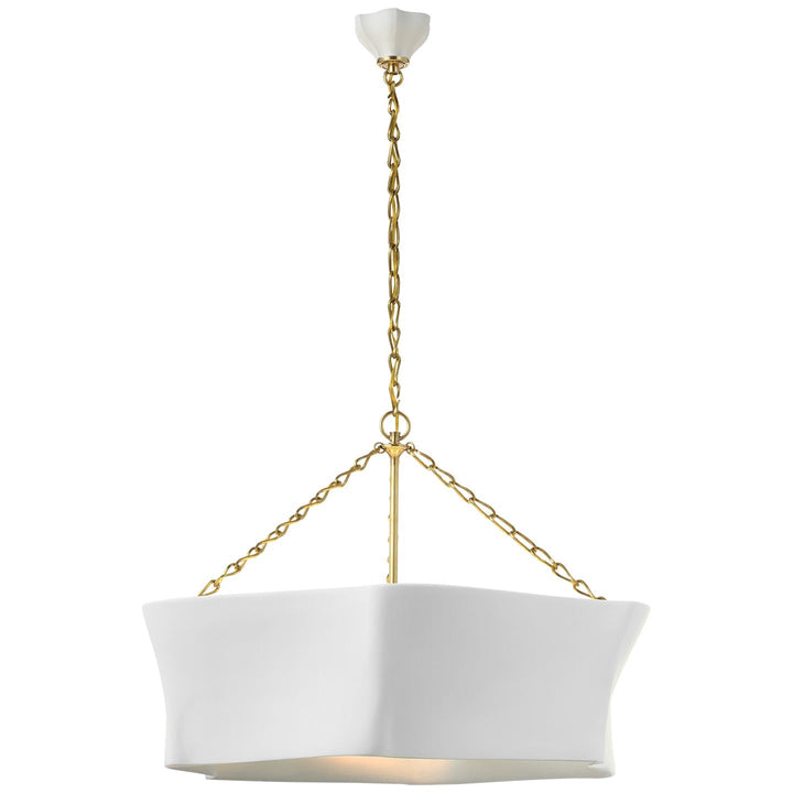Visual Comfort Signature Ayers Sculptural Chandelier in Hand-Rubbed Antique Brass and Plaster White