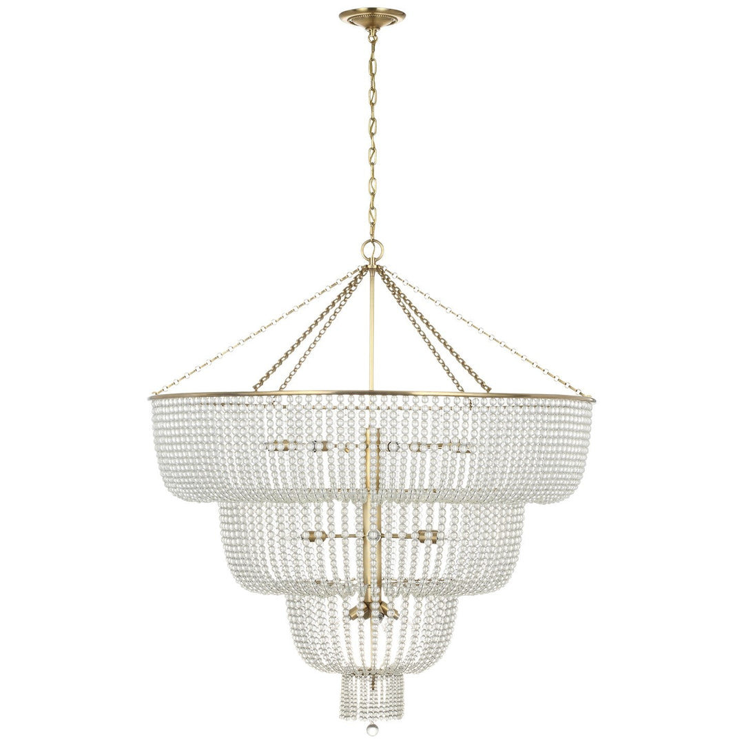 Visual Comfort Signature Jacqueline Basket Chandelier in Hand-Rubbed Antique Brass