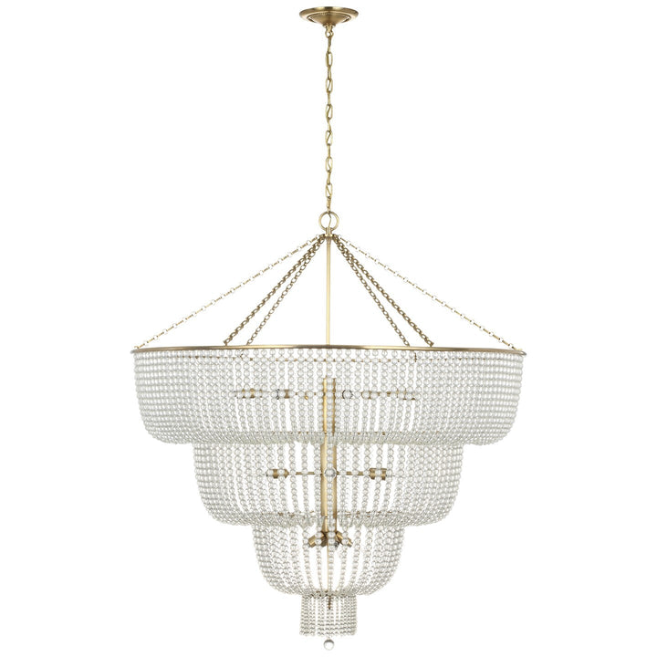 Visual Comfort Signature Jacqueline Basket Chandelier in Hand-Rubbed Antique Brass