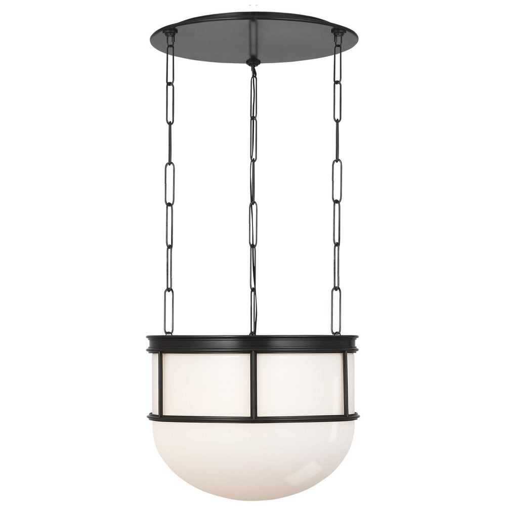 Visual Comfort Signature Martil Pendant in Bronze with White Glass