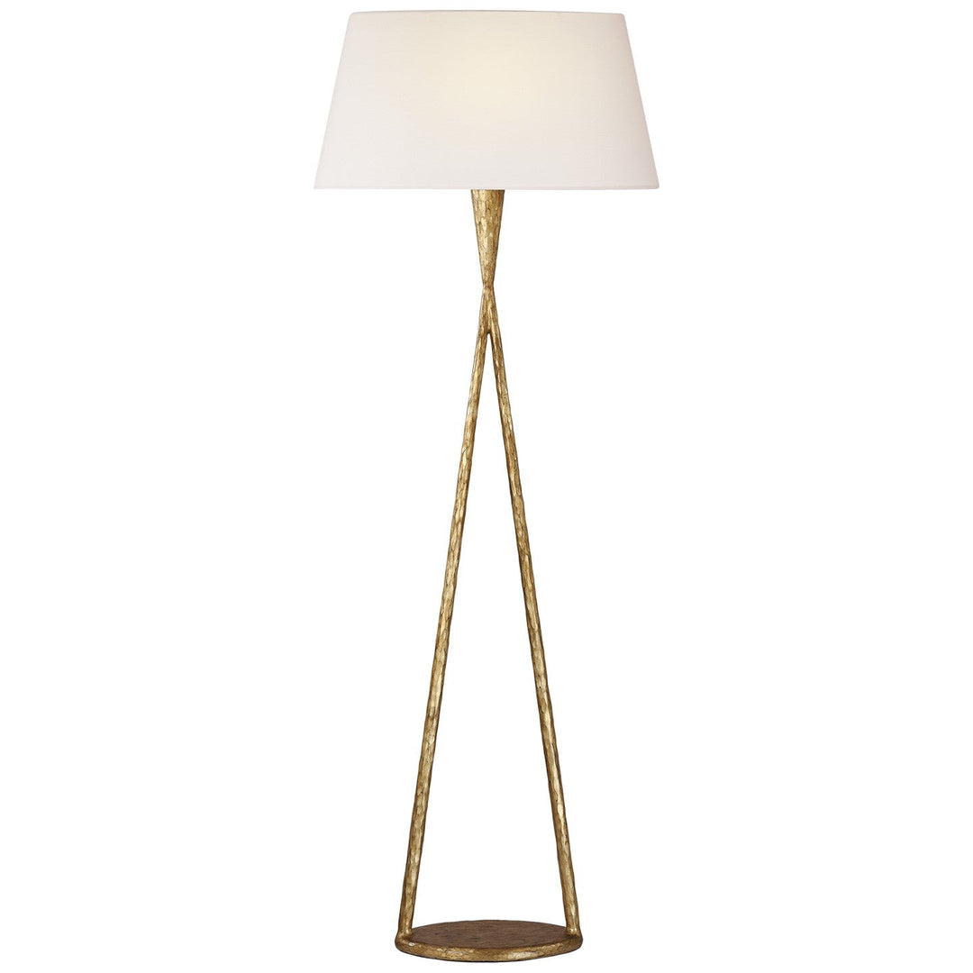 Visual Comfort Signature Cesta Floor Lamp in Gilded Iron