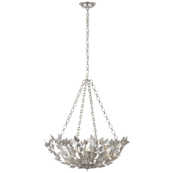 Visual Comfort Signature Farfalle Basket Chandelier in Burnished Silver Leaf