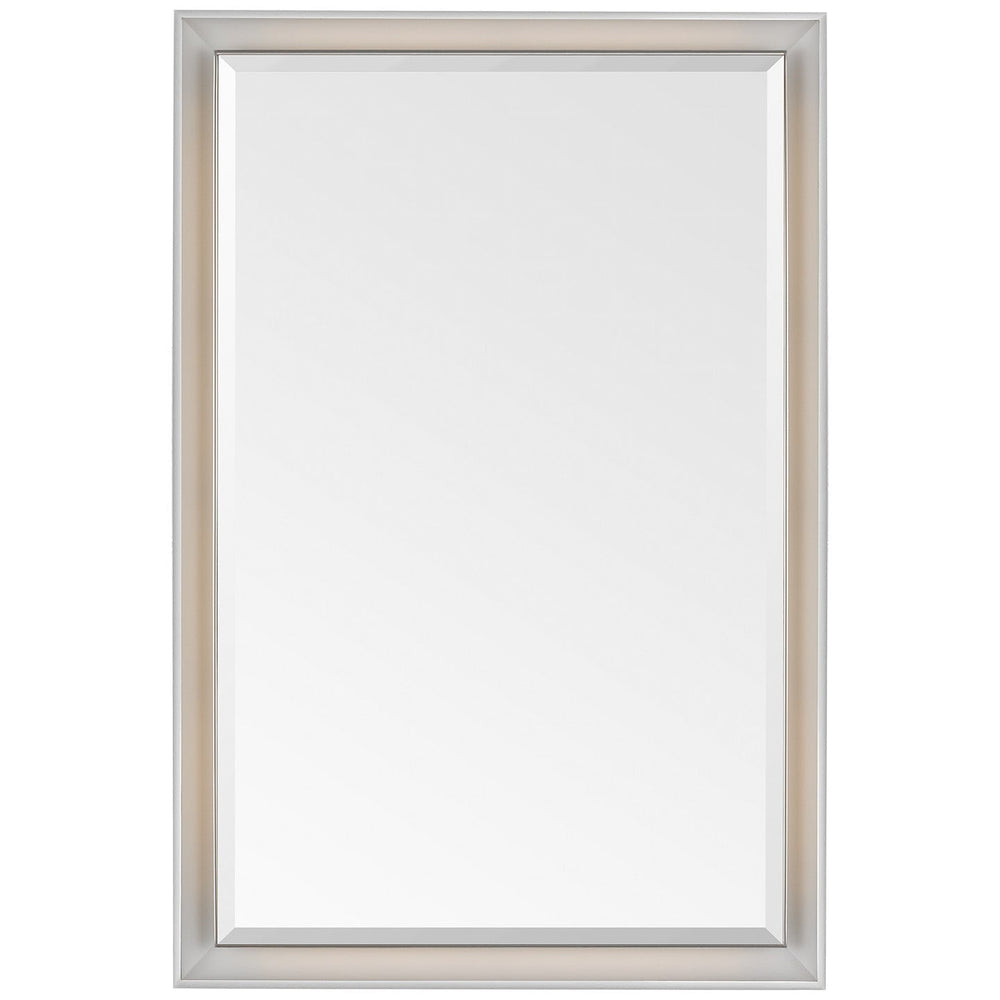 Visual Comfort Signature Tricia Color-Select Rectangular Mirror with Light in Matte White and Polished Nickel