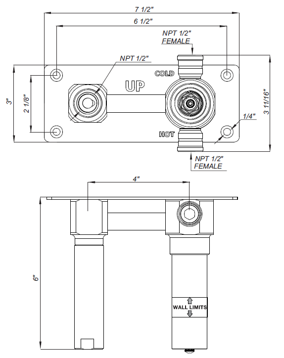Franz Viegener Rough for Single Handle Wall-Mounted Lavatory Faucet