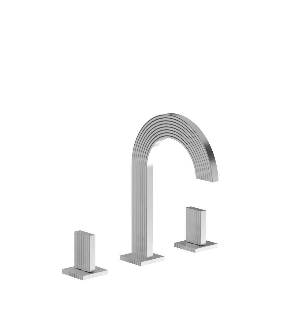 Franz Viegener Groovy Widespread Lavatory Faucet With Push Down Pop Up Drain Assembly