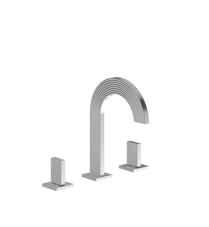 Franz Viegener Groovy Widespread Lavatory Faucet With Push Down Pop Up Drain Assembly