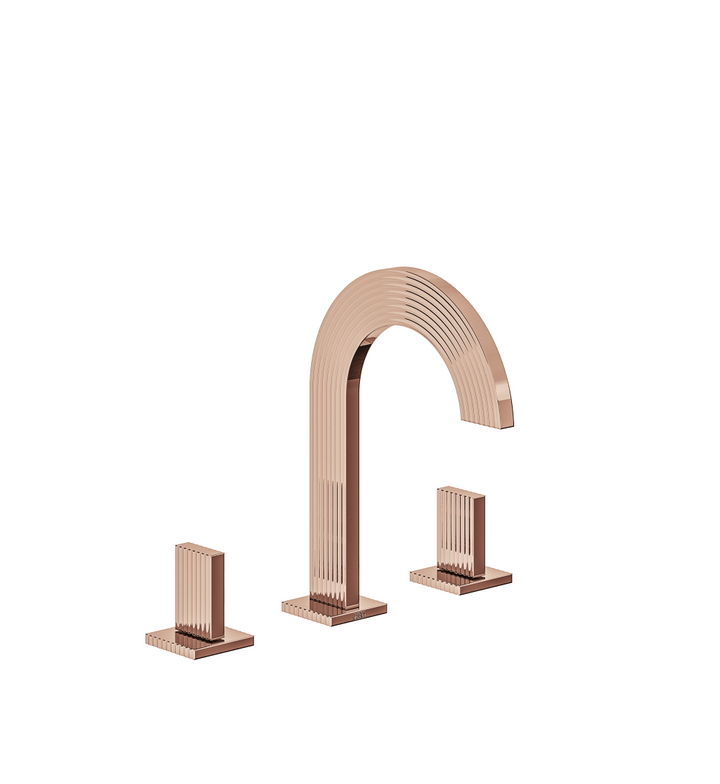 Franz Viegener Groovy Widespread Lavatory Faucet With Push Down Pop Up Drain Assembly