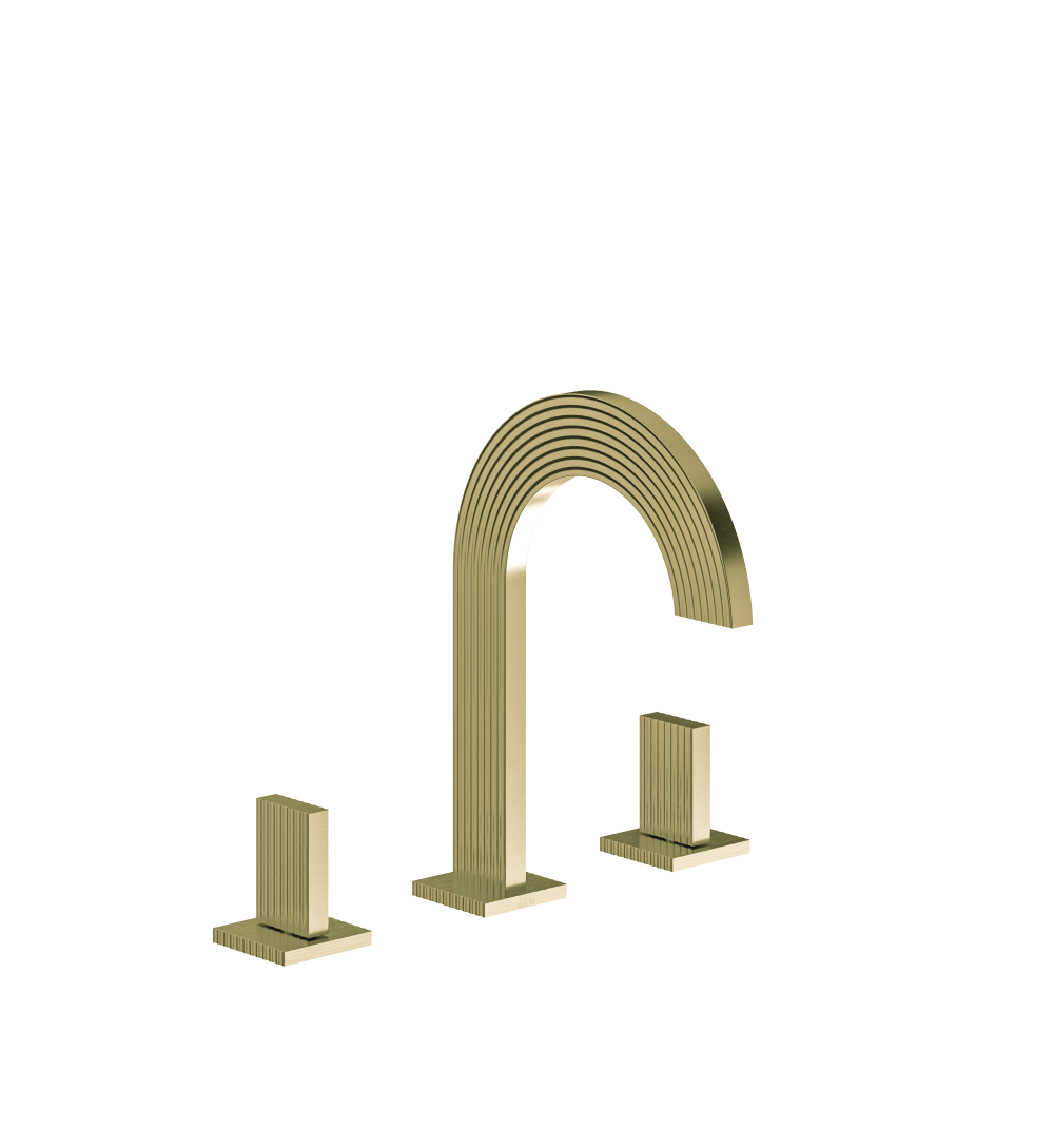 Franz Viegener Groovy Widespread Lavatory Faucet With Push Down Pop Up Drain Assembly