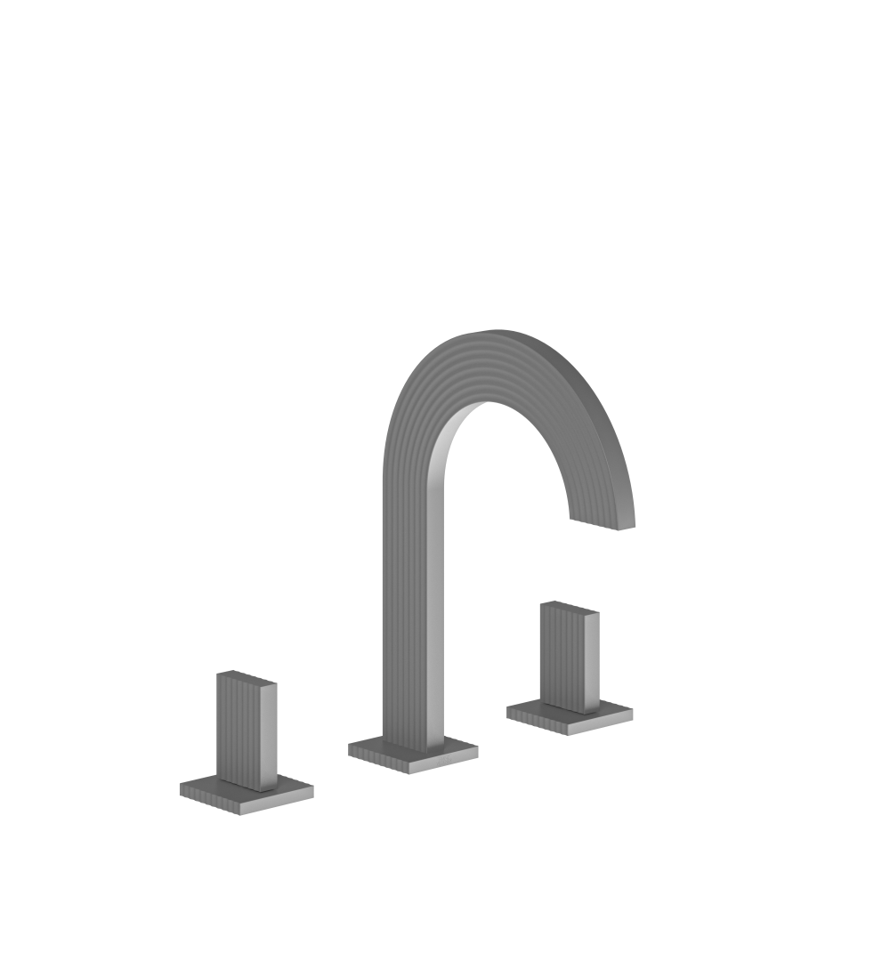 Franz Viegener Groovy Widespread Lavatory Faucet With Push Down Pop Up Drain Assembly