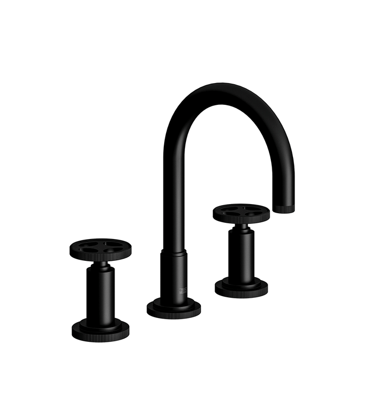Franz Viegener Techno Chic Widespread Lavatory Faucet With Push Down Pop Up Drain Assembly