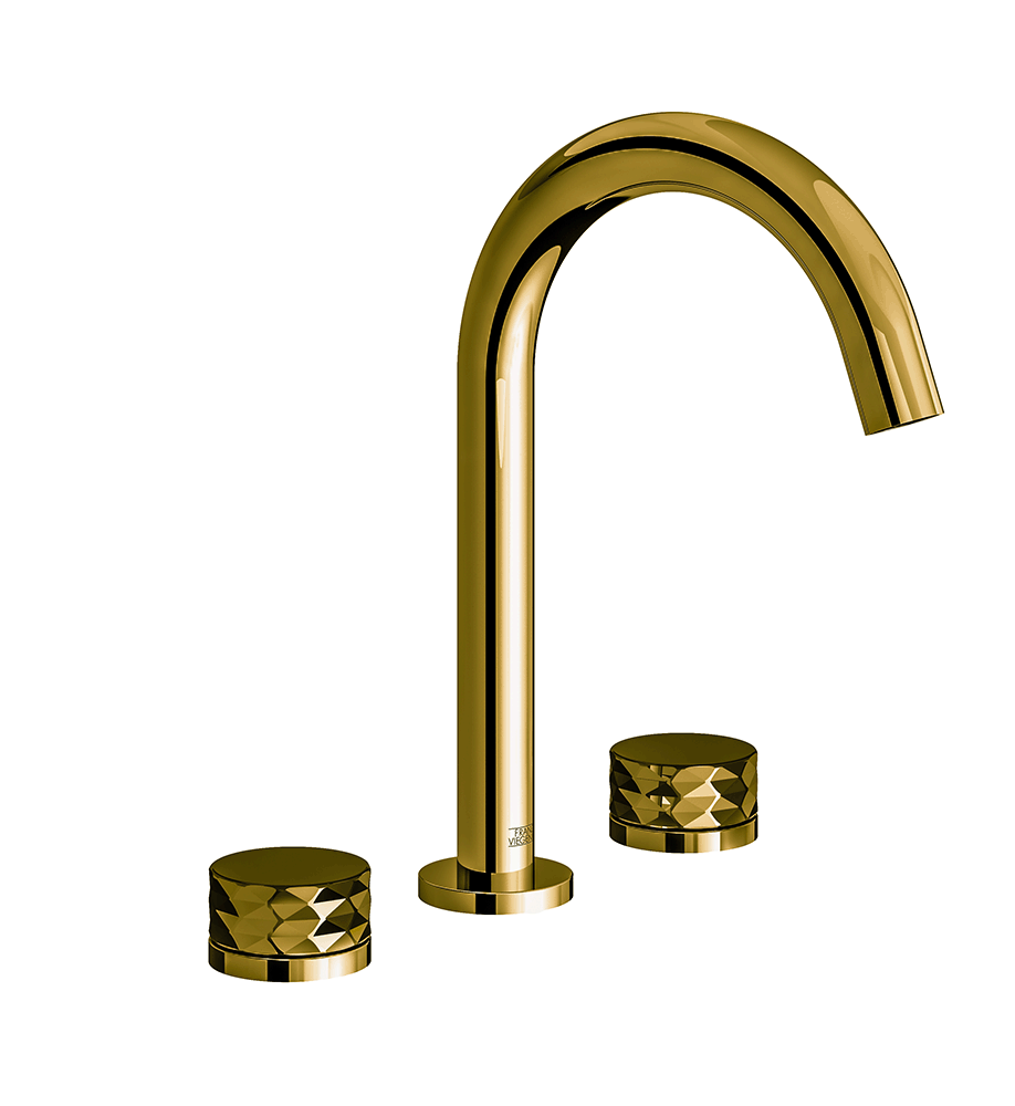 Franz Viegener Nerea Widespread Lavatory Faucet Diamond Cylinder Handle With Pop Up Drain Assembly