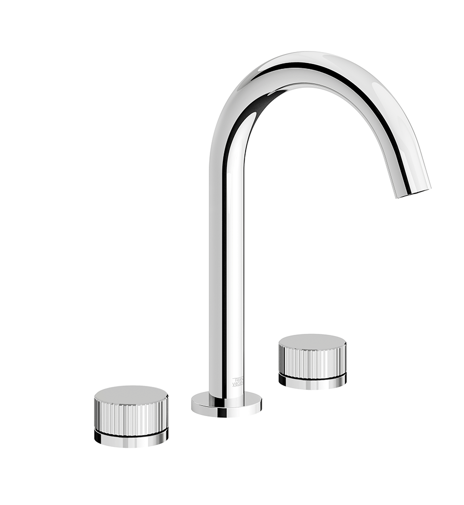 Franz Viegener Nerea Widespread Lavatory Faucet Vertical Lines Cylinder Handle With Pop Up Drain Assembly