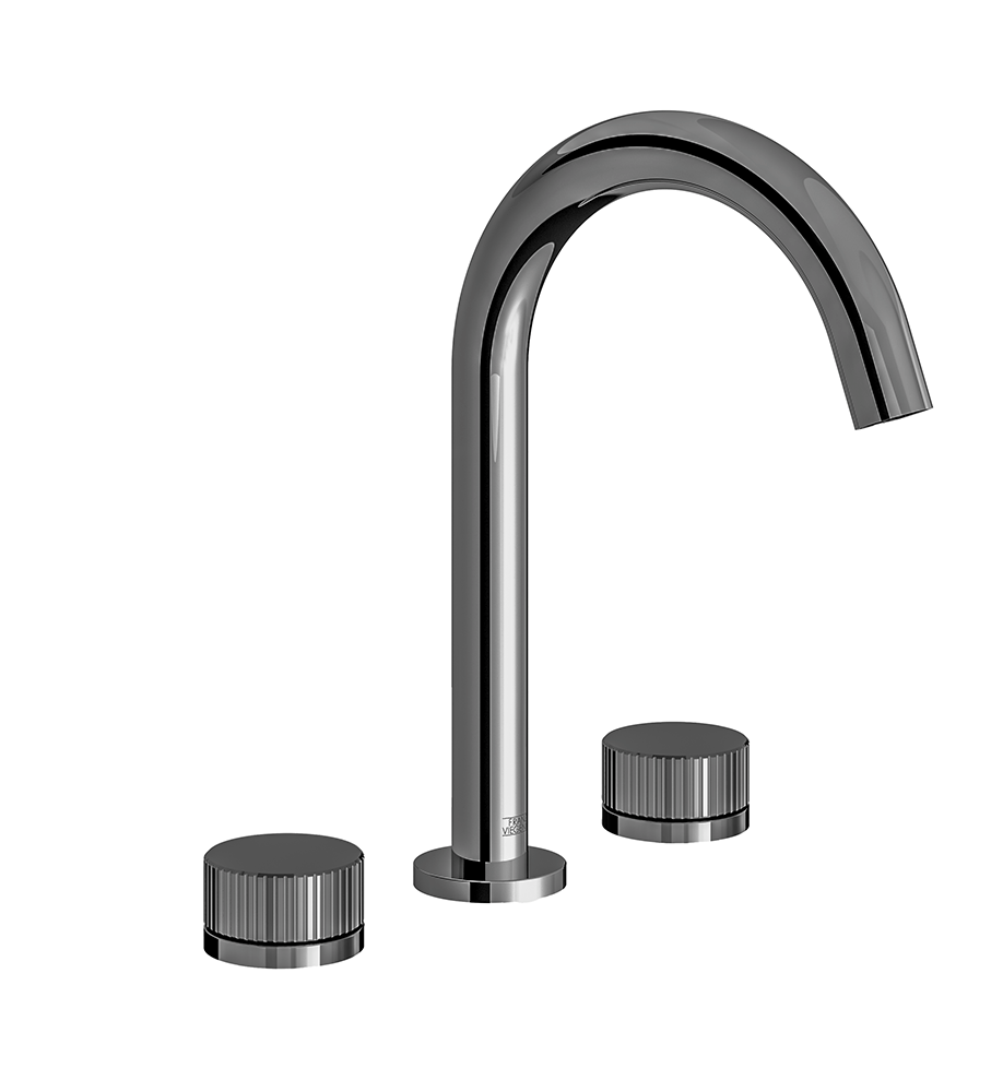 Franz Viegener Nerea Widespread Lavatory Faucet Vertical Lines Cylinder Handle With Pop Up Drain Assembly