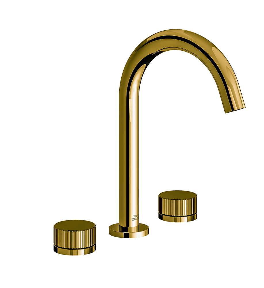 Franz Viegener Nerea Widespread Lavatory Faucet Vertical Lines Cylinder Handle With Pop Up Drain Assembly