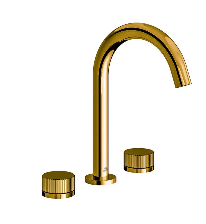 Franz Viegener Nerea Widespread Lavatory Faucet Vertical Lines Cylinder Handle With Pop Up Drain Assembly