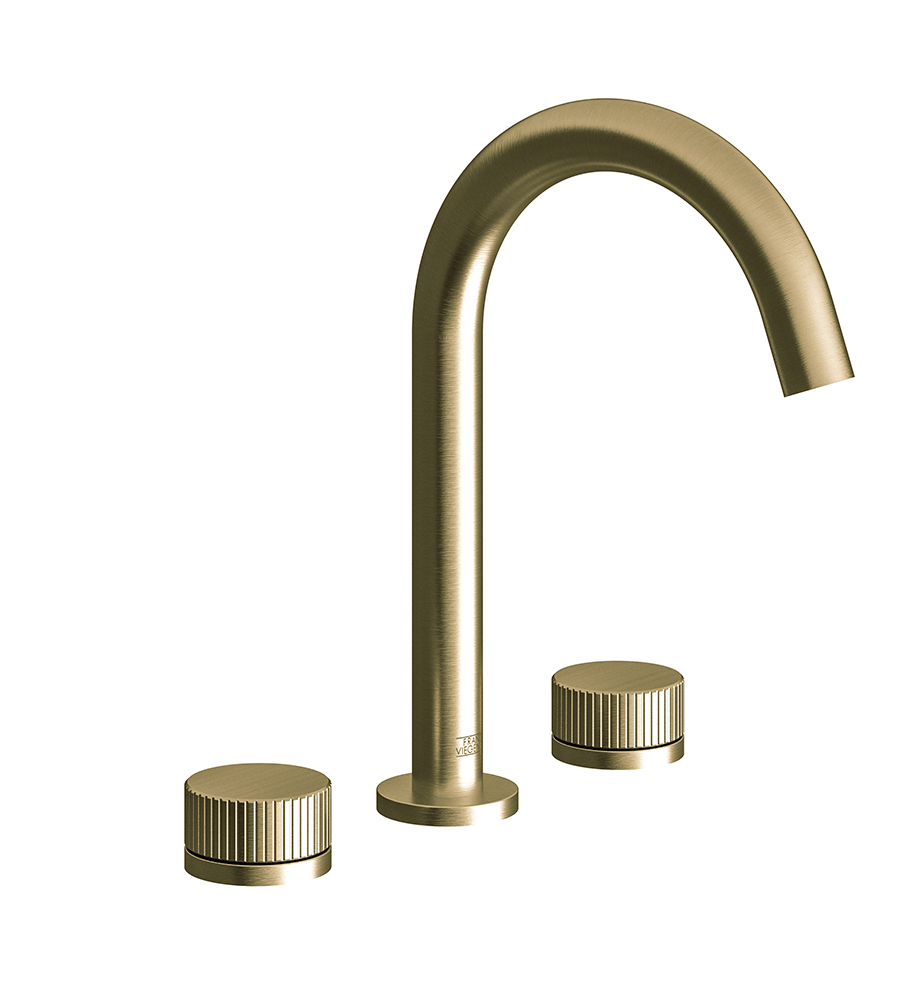 Franz Viegener Nerea Widespread Lavatory Faucet Vertical Lines Cylinder Handle With Pop Up Drain Assembly