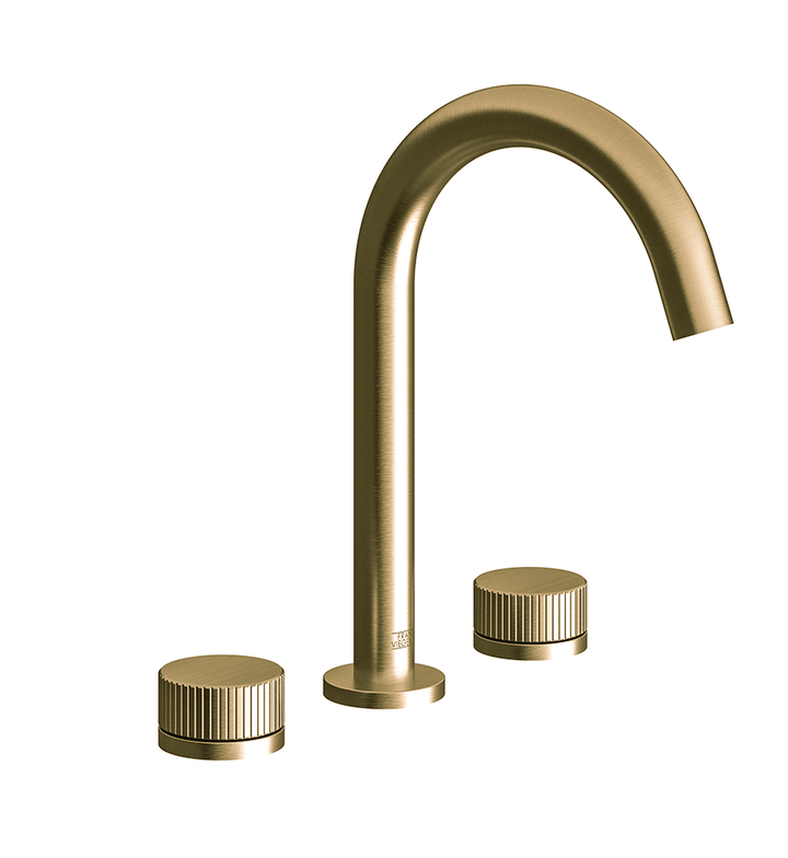 Franz Viegener Nerea Widespread Lavatory Faucet Vertical Lines Cylinder Handle With Pop Up Drain Assembly