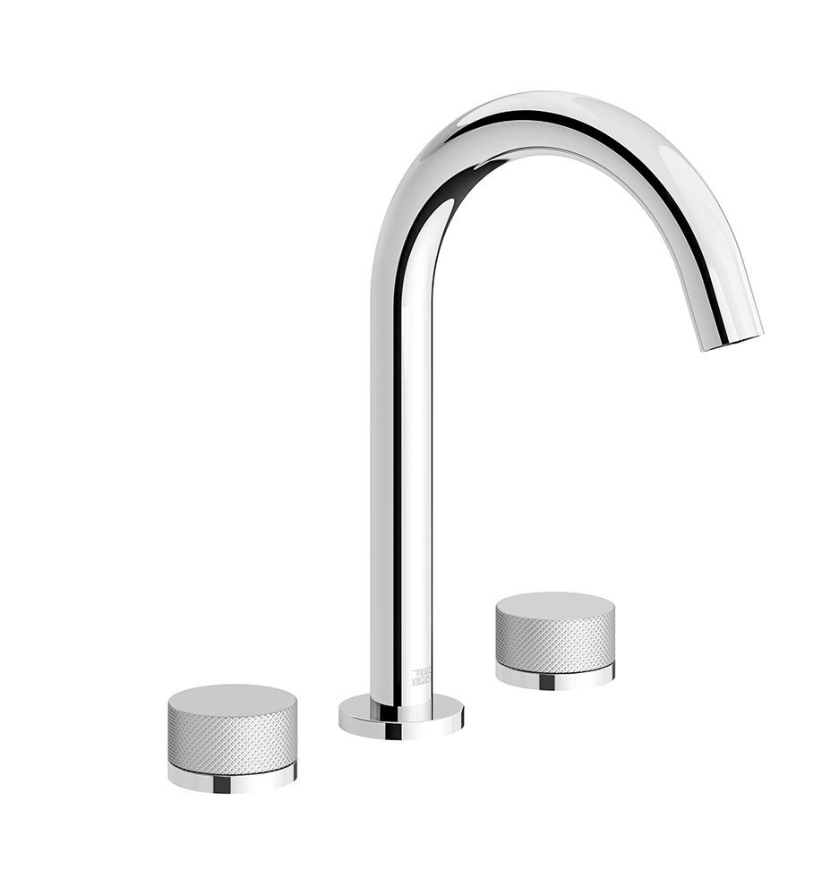 Franz Viegener Nerea Widespread Lavatory Faucet Knurling Cylinder Handle With Pop Up Drain Assembly
