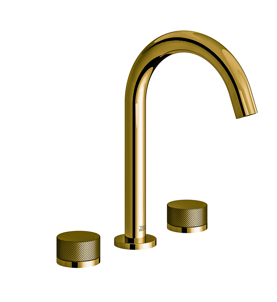 Franz Viegener Nerea Widespread Lavatory Faucet Knurling Cylinder Handle With Pop Up Drain Assembly