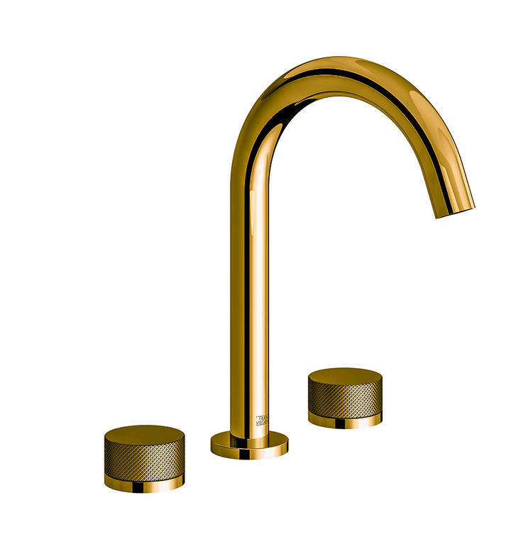 Franz Viegener Nerea Widespread Lavatory Faucet Knurling Cylinder Handle With Pop Up Drain Assembly