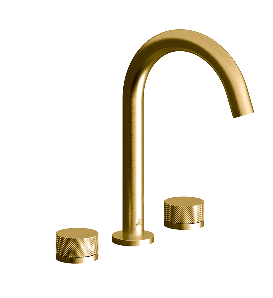 Franz Viegener Nerea Widespread Lavatory Faucet Knurling Cylinder Handle With Pop Up Drain Assembly