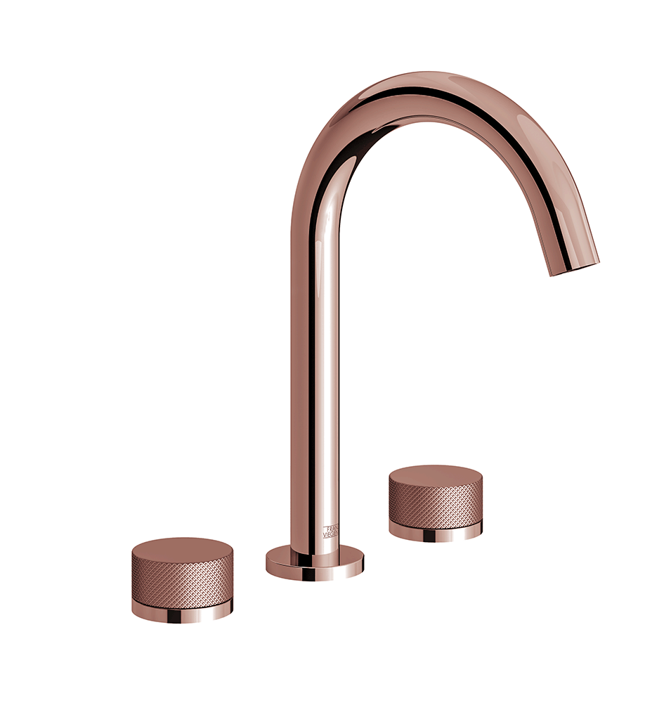 Franz Viegener Nerea Widespread Lavatory Faucet Knurling Cylinder Handle With Pop Up Drain Assembly