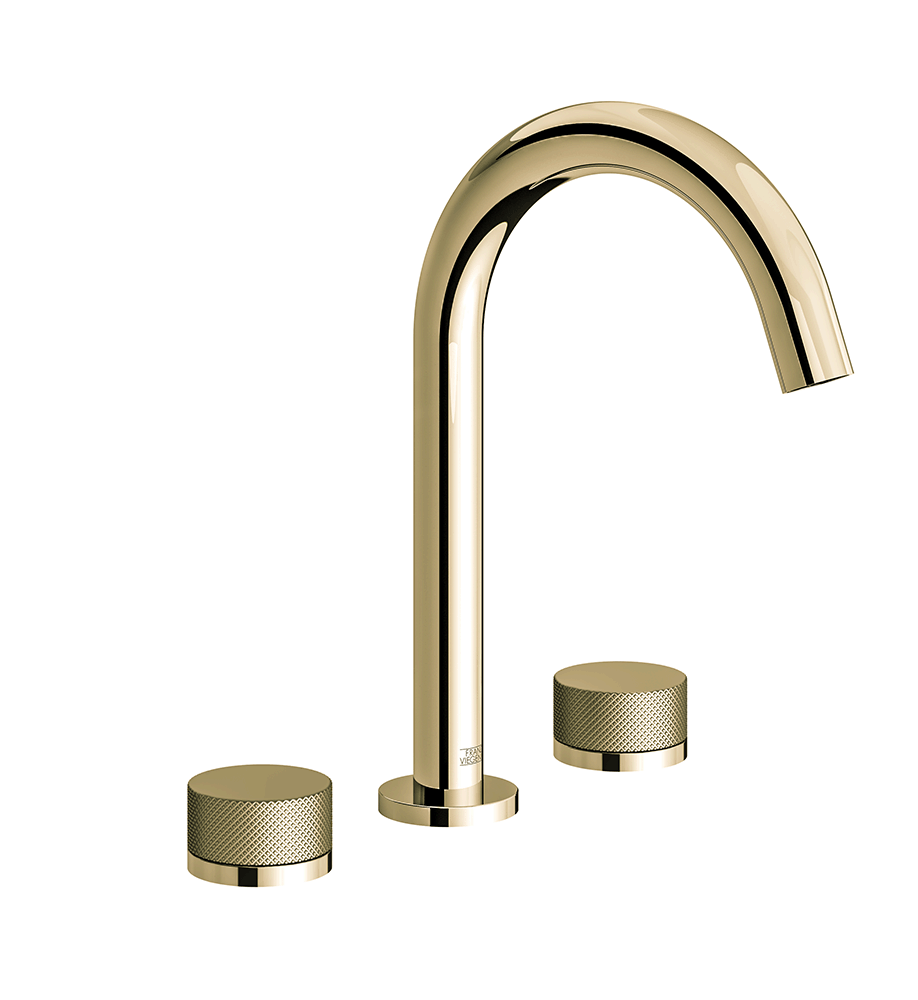 Franz Viegener Nerea Widespread Lavatory Faucet Knurling Cylinder Handle With Pop Up Drain Assembly